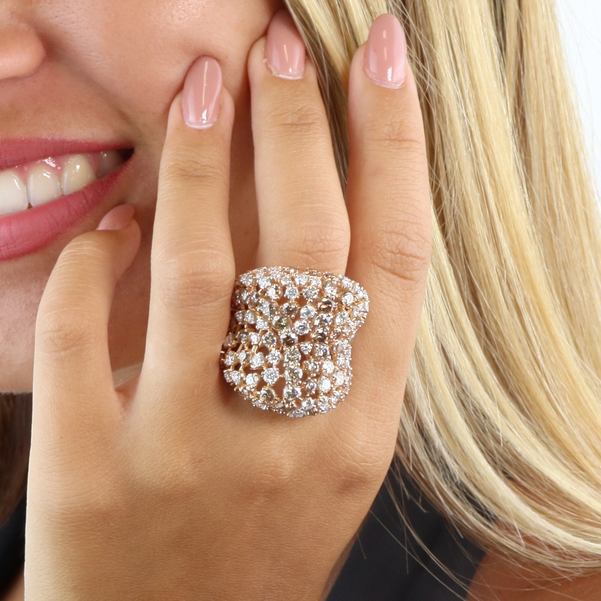 White and Brown Multi-Diamond Fashion Ring