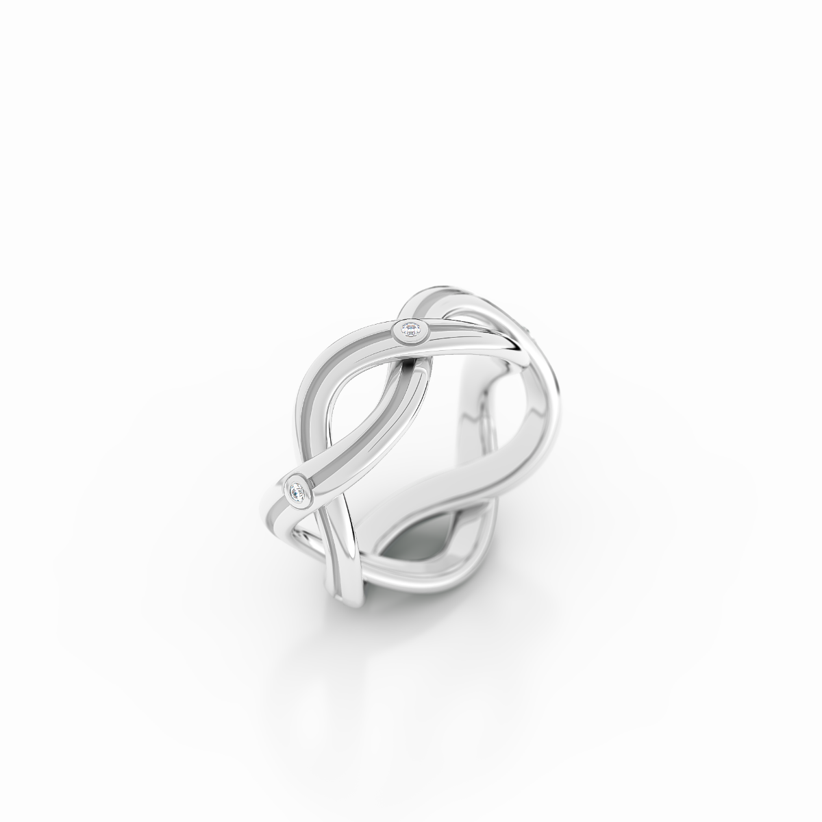 Infinity Collection - Lined Platinum Infinity Ring with Diamonds