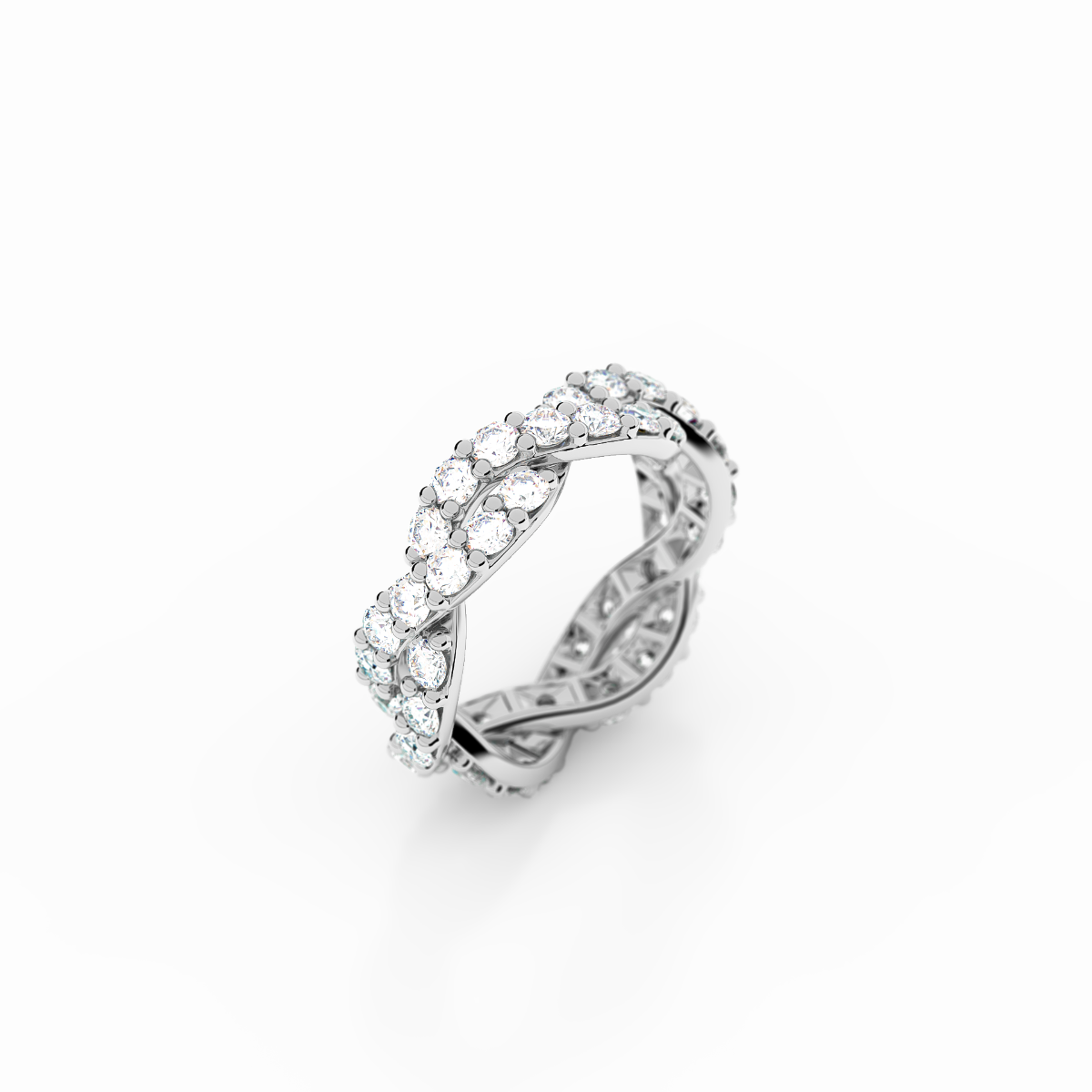 Infinity Collection - Platinum Twisted Infinity Ring with Diamonds