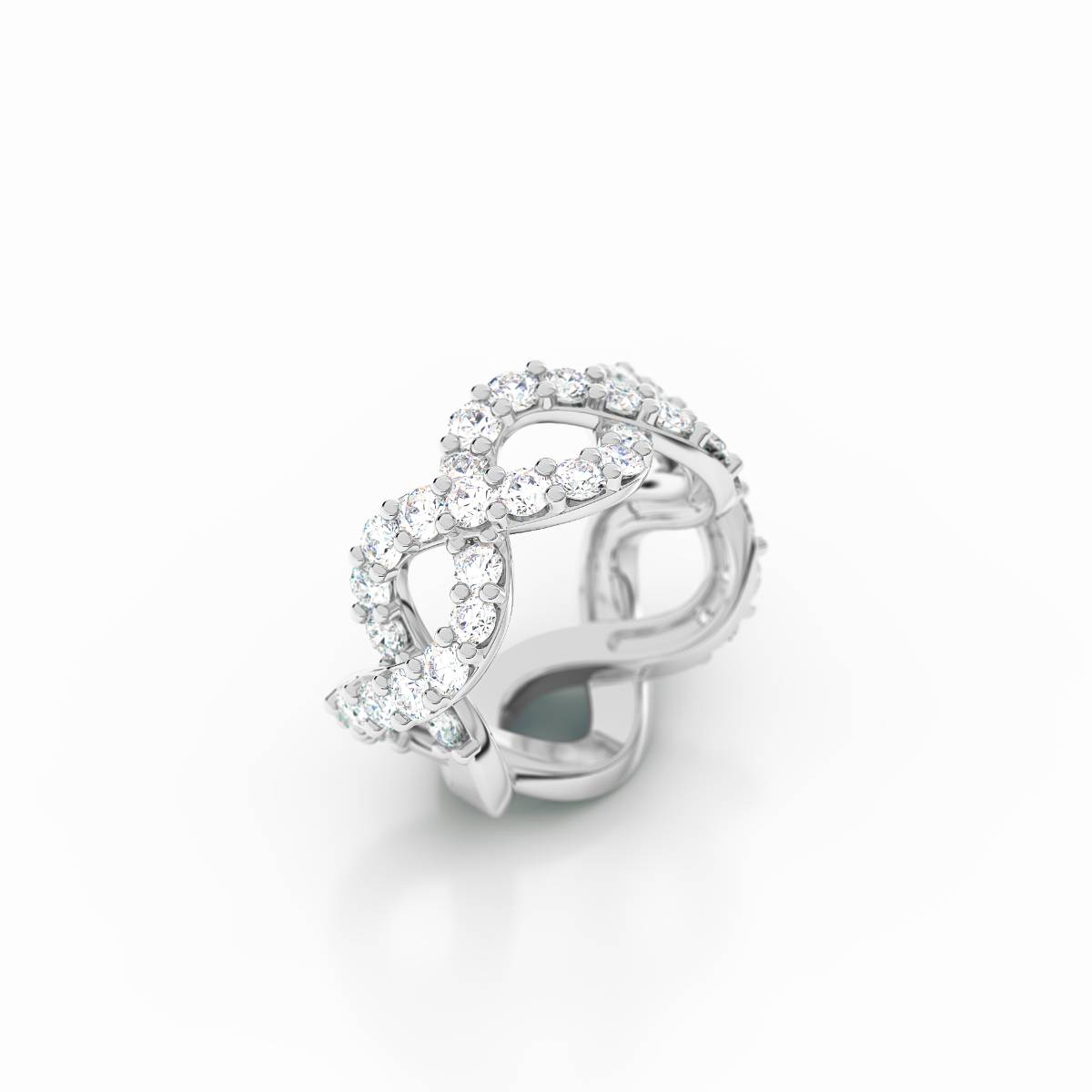 Infinity Collection - Platinum Twisted Infinity Ring with Diamonds