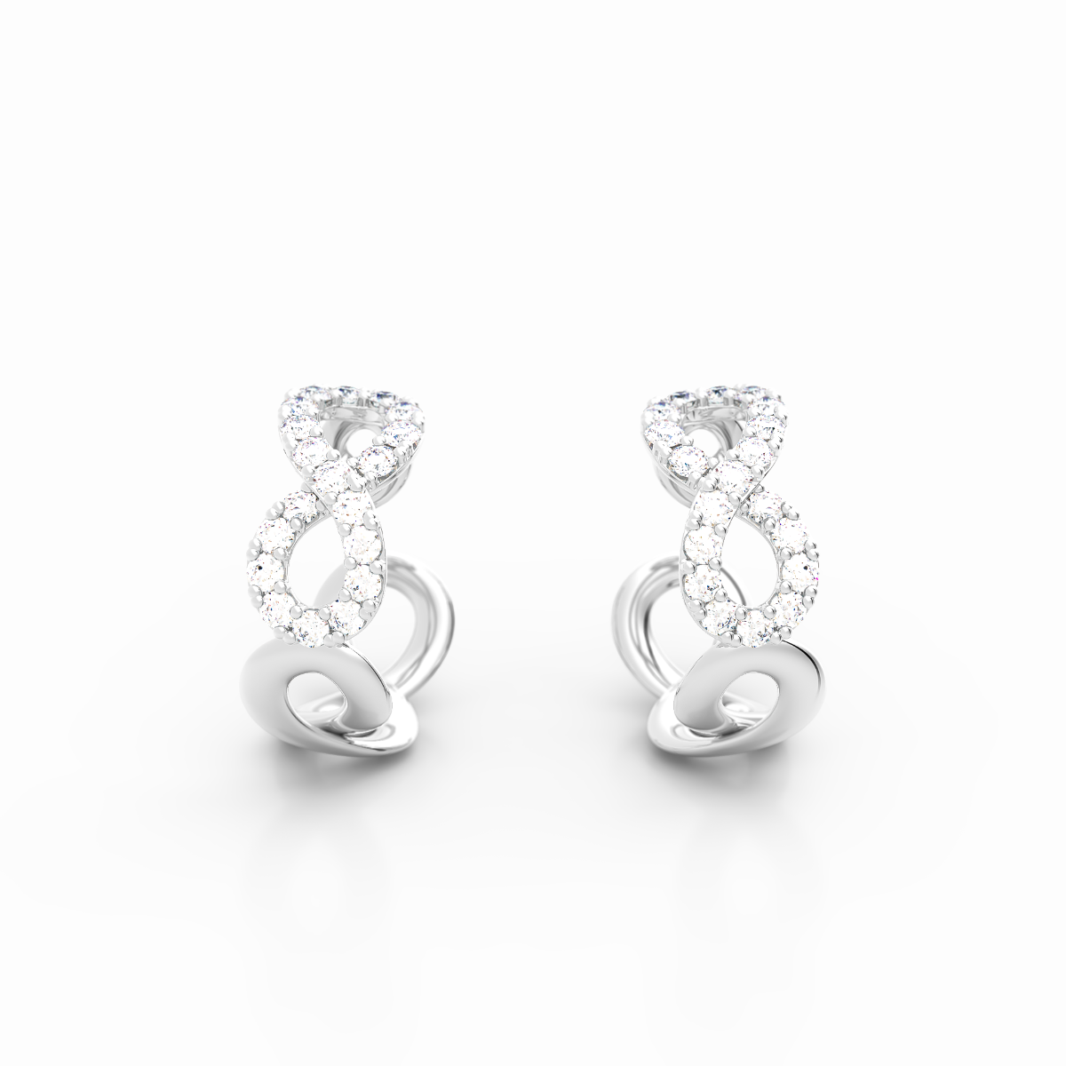 Infinity Collection - Satin and Diamond Infinity Earrings in Platinum