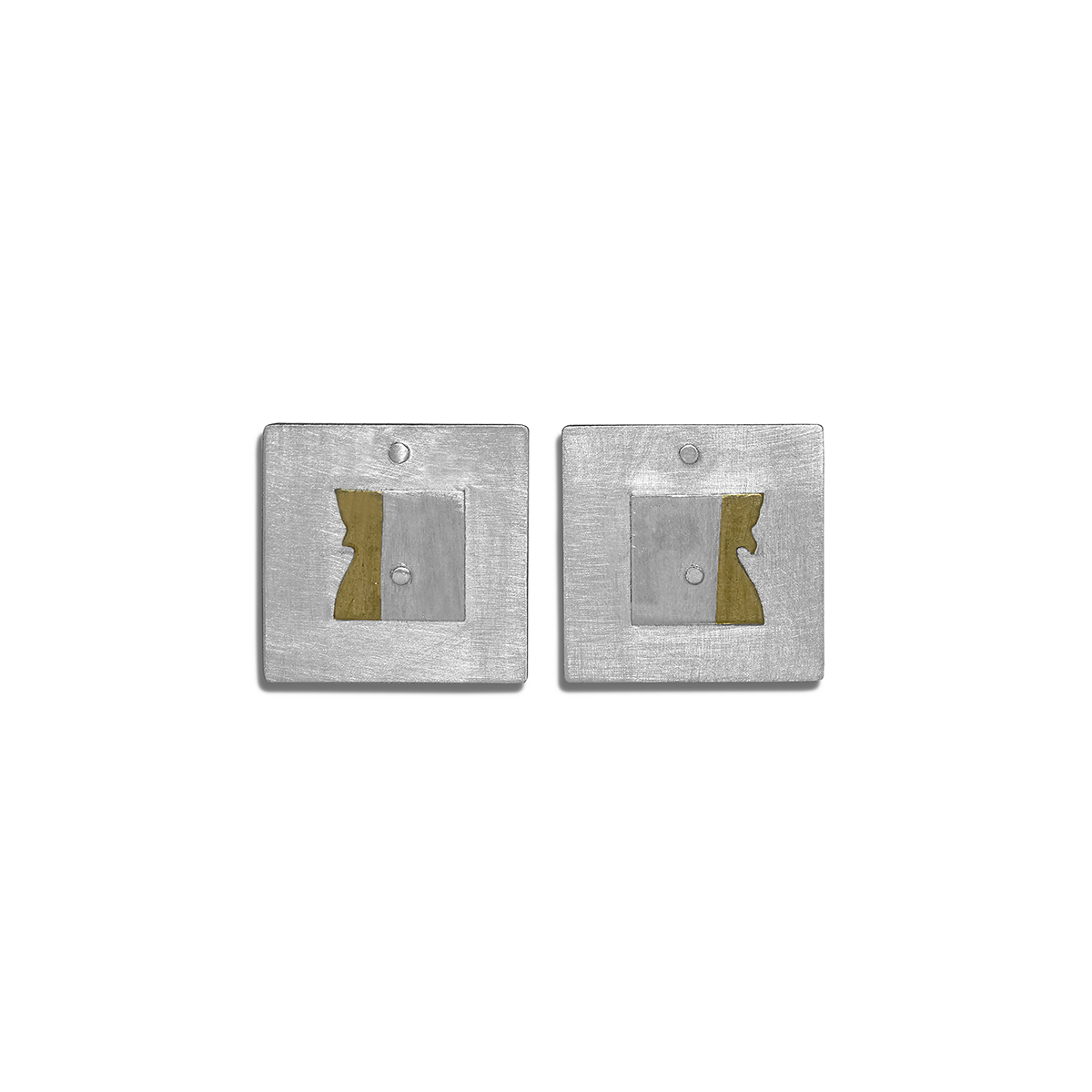  Modern Earrings in alluminum with 24kt gold and silver accents - 