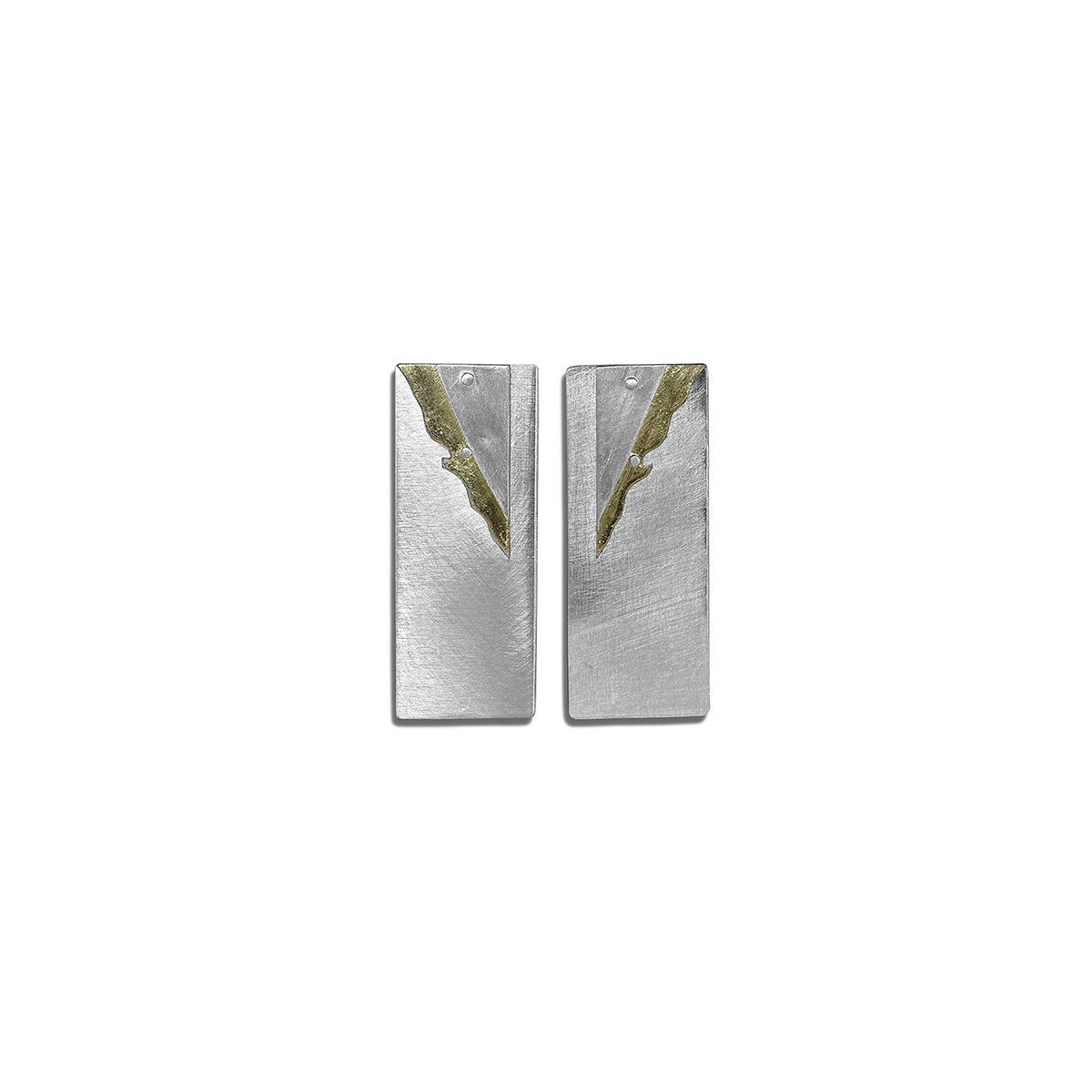 Modern Earrings in aluminum with 24kt gold and silver accents