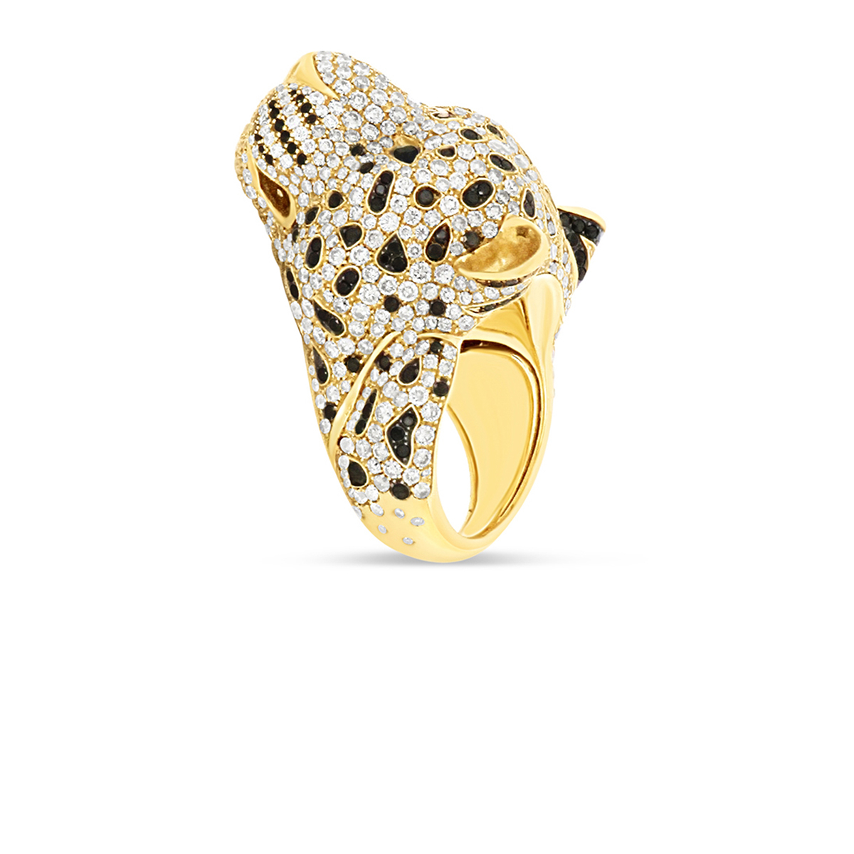 Leopard Cocktail Ring with diamonds and blue sapphires