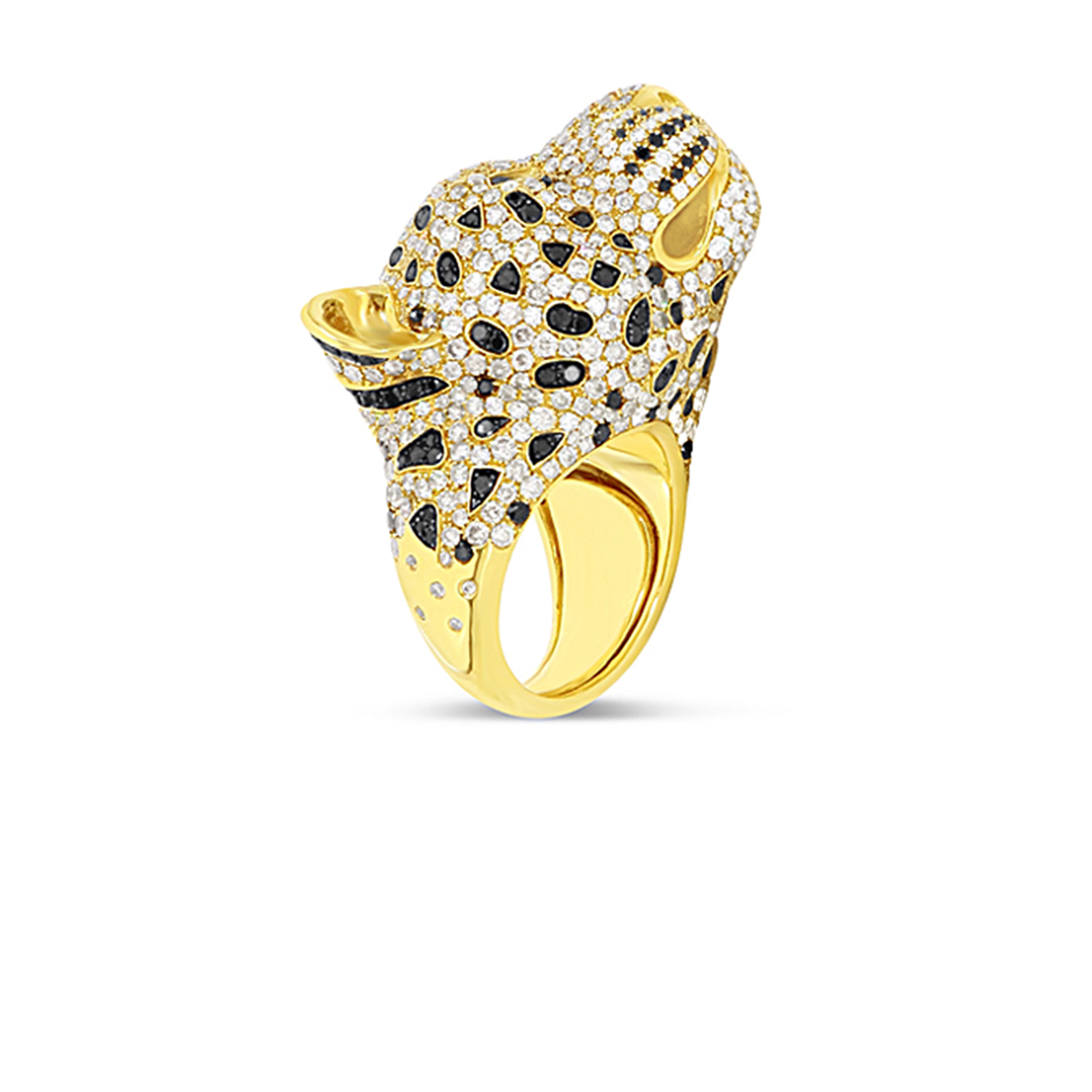 Leopard Cocktail Ring with diamonds and blue sapphires