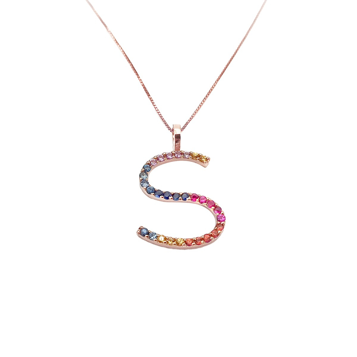  Rainbow Necklace with colorful sapphires