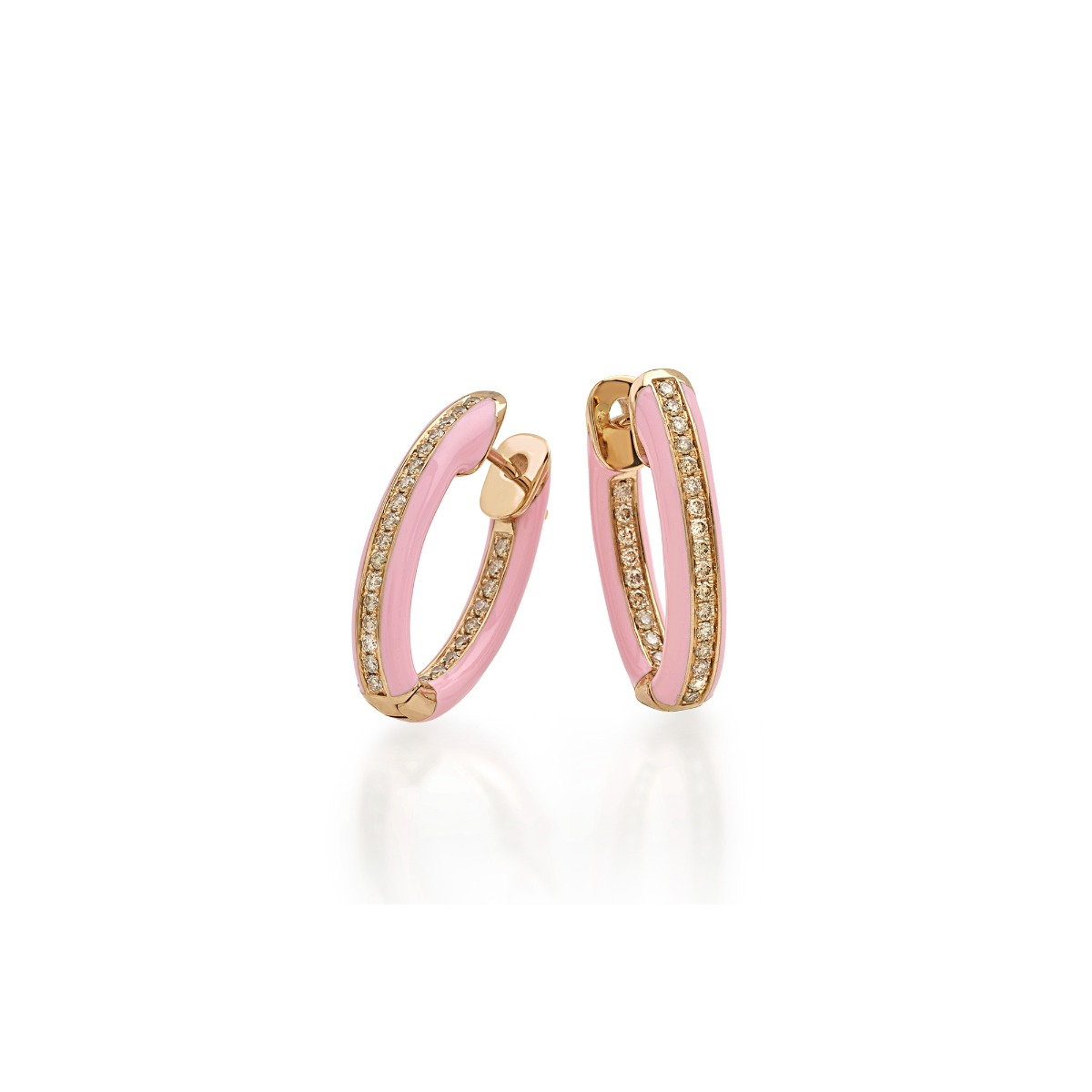 Earrings From The 'Infinito' Collection In 18 Kt Gold With Brown Diamonds And Enamel