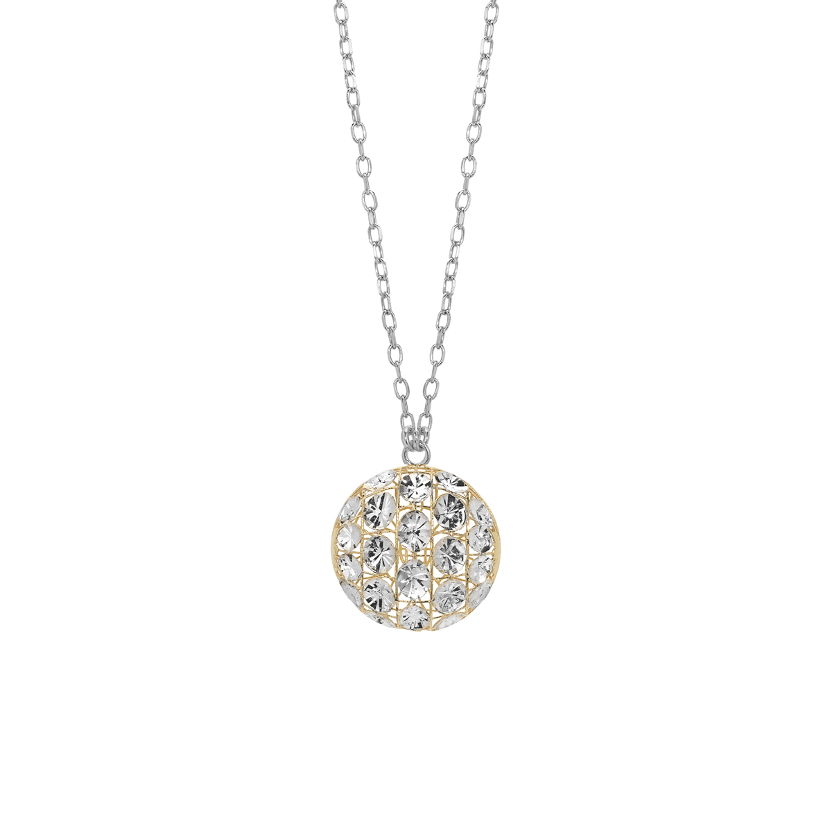 Diamond Effect Rhodium-Plated Silver Necklace