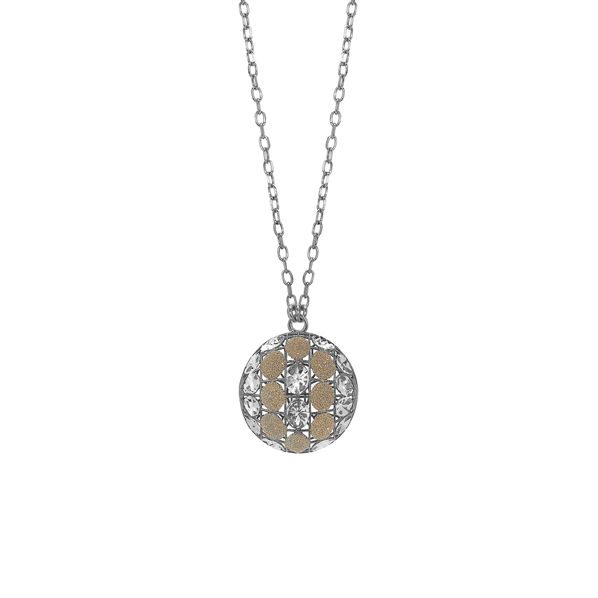 Diamond Effect Rhodium-Plated Silver Necklace