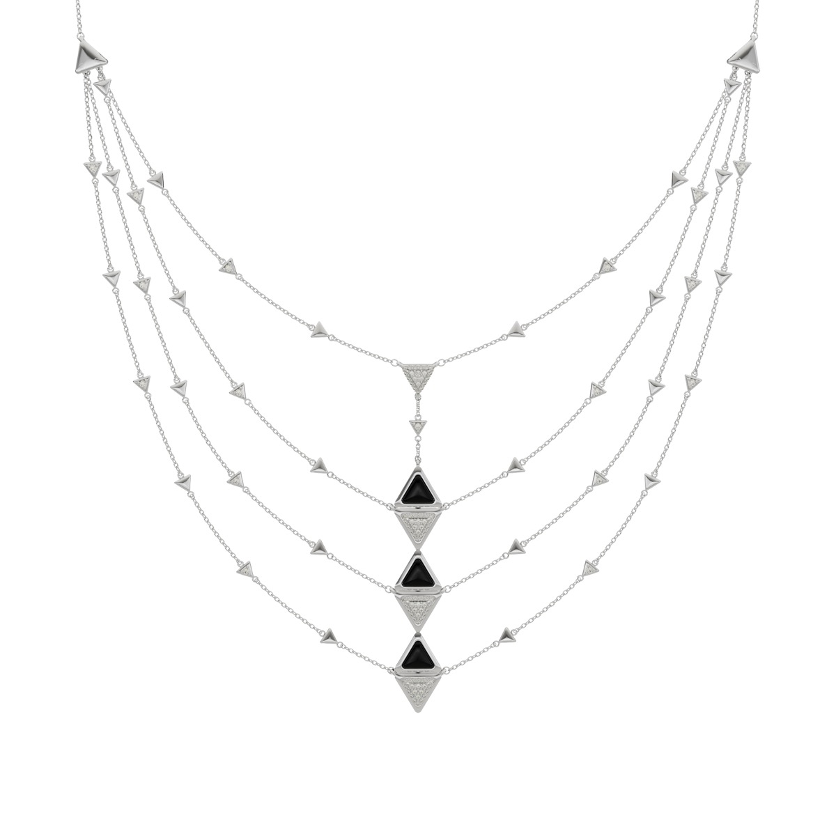 Necklace Multi Mirror Exquisite White Gold Onix and Diamonds