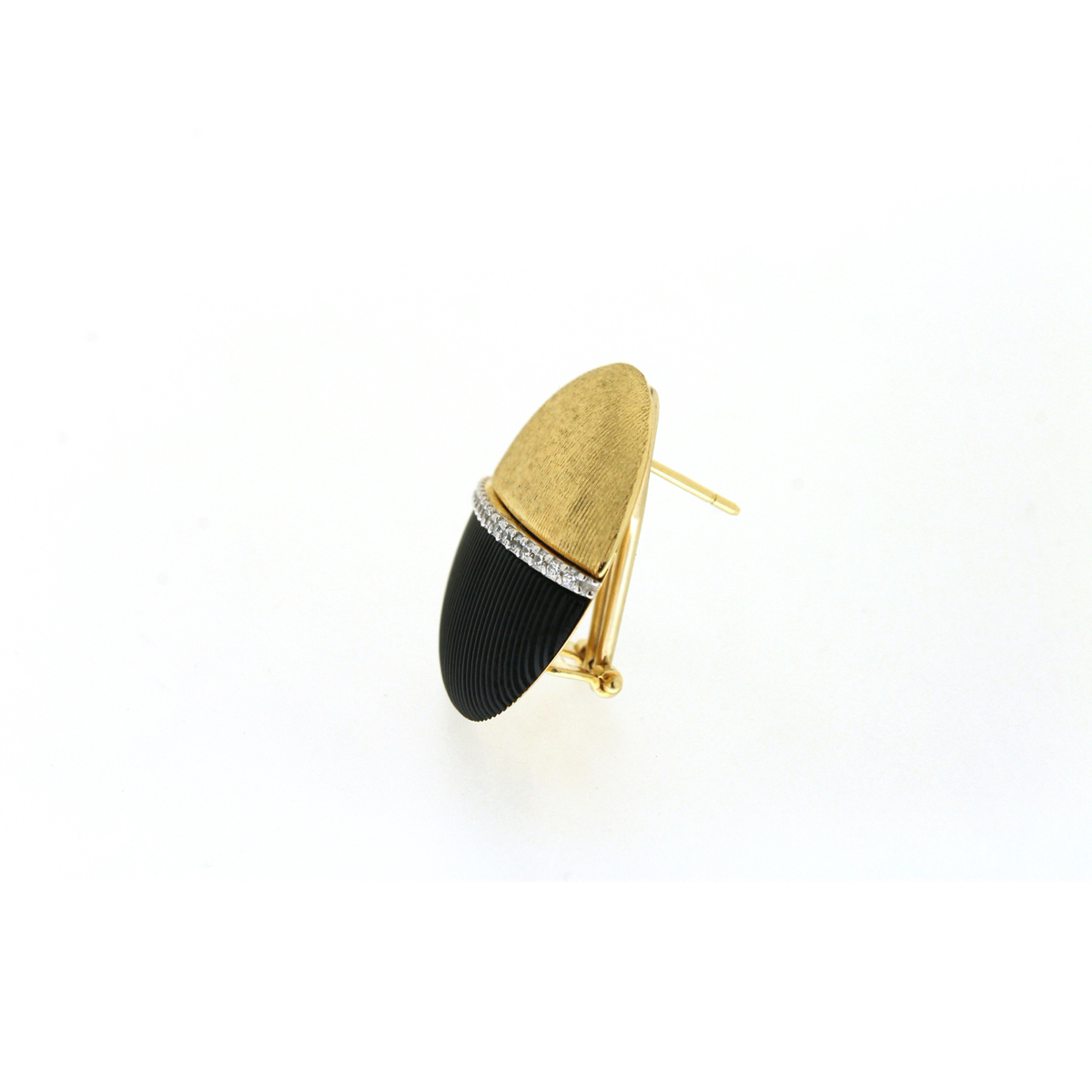 Black and Gold Stud Earrings with Diamonds