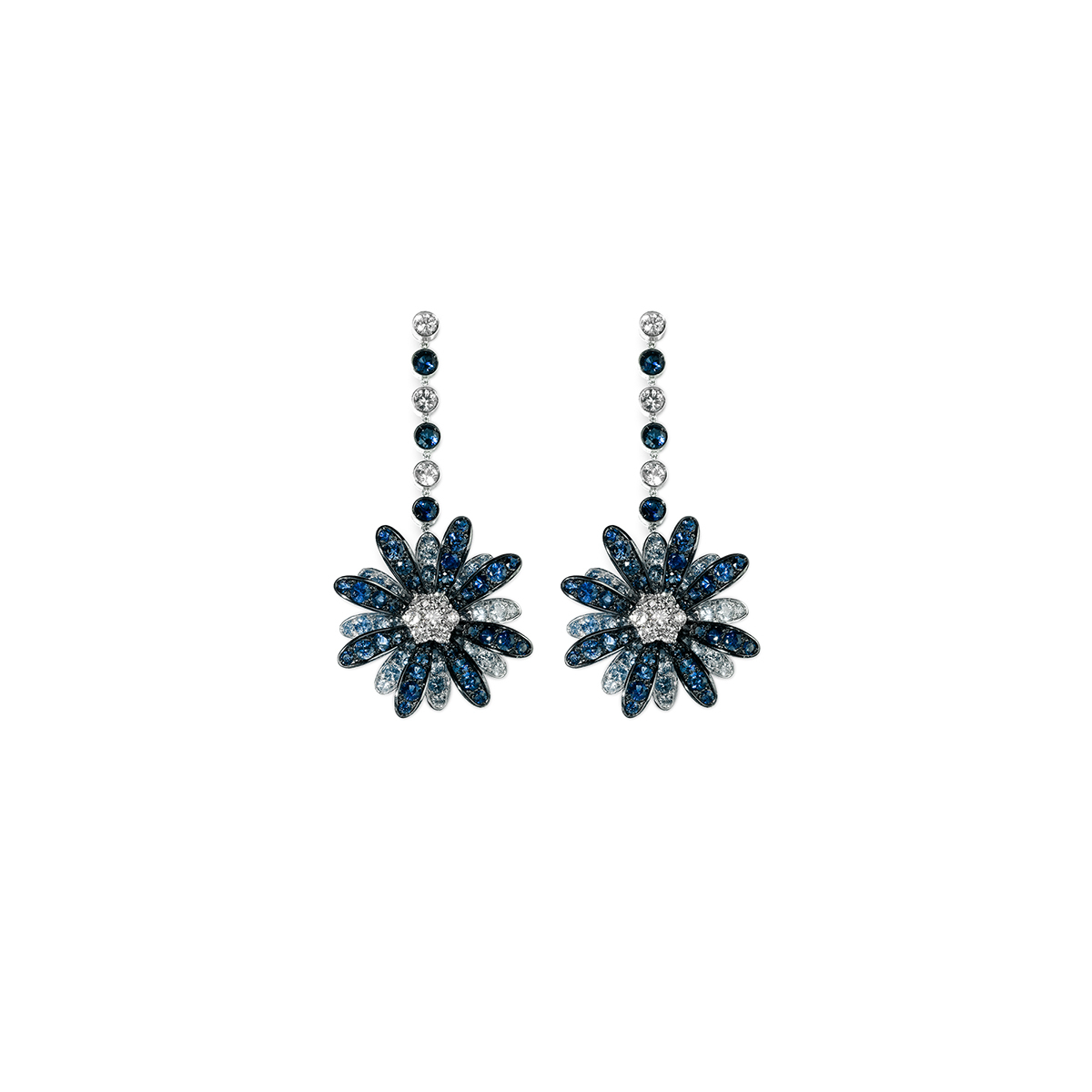 Blue Daisy Drop Earrings