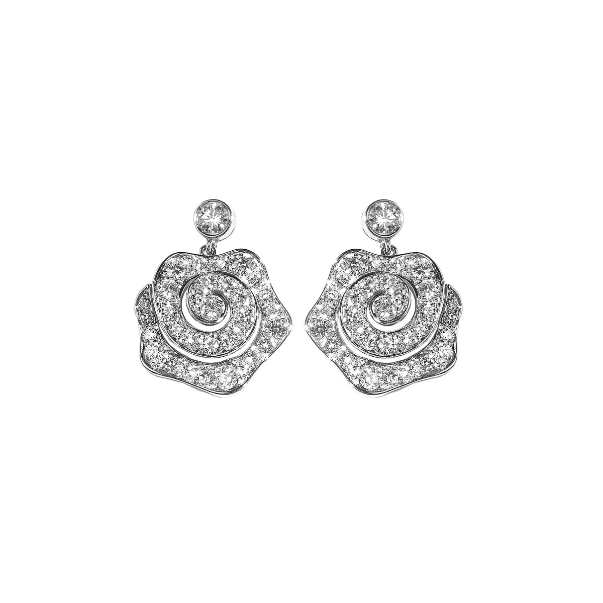 Diamond-Pavé Drop Earrings in 18K White Gold