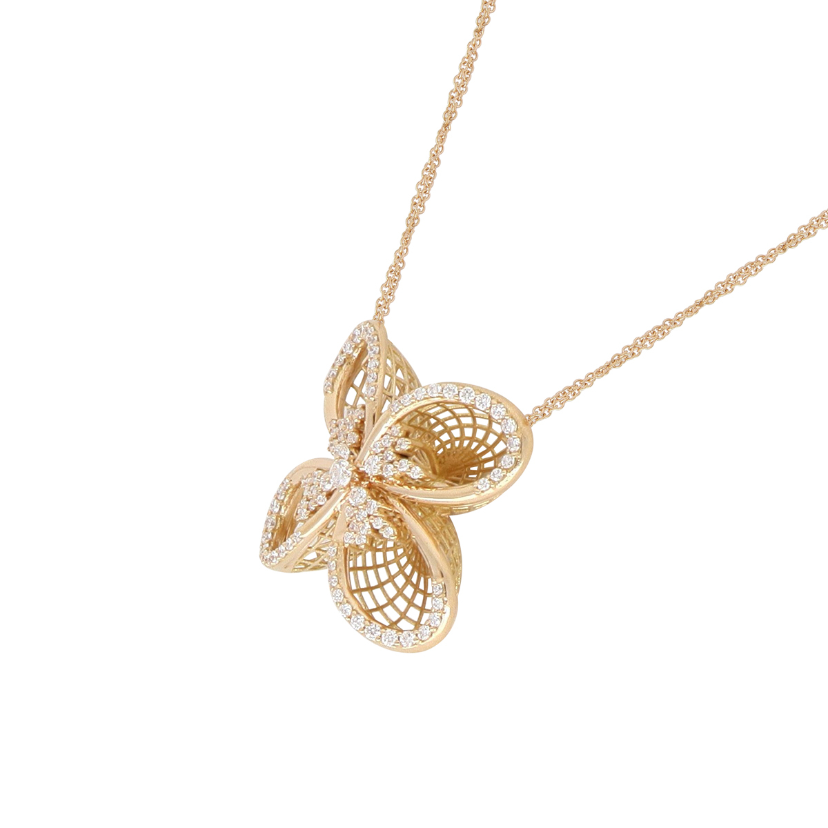 4-Petal Calla Flower Necklace in Rose Gold 
