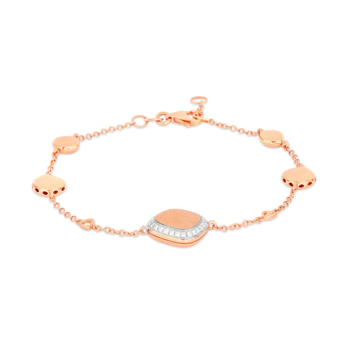 Abstract Five Pendant Everyday Bracelet with Diamonds in 18 K Rose Gold 