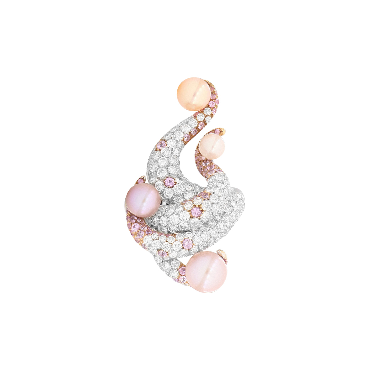 Pearl and Diamond Tentacle Ring