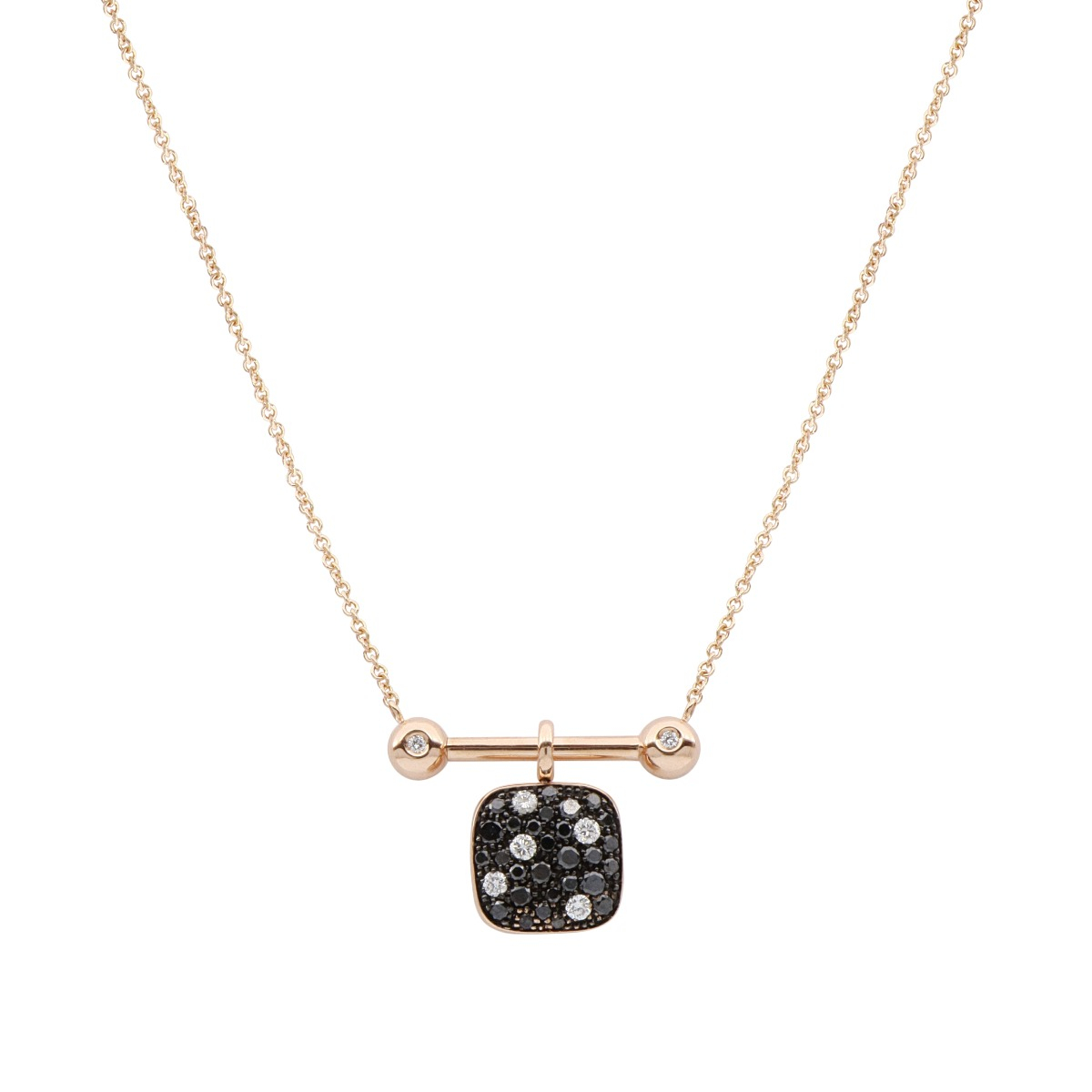 Reversible Black and White Diamond Square Necklace 