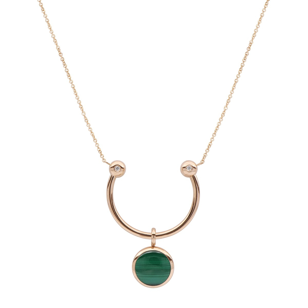 Reversible Round Green Gemstone Necklace 