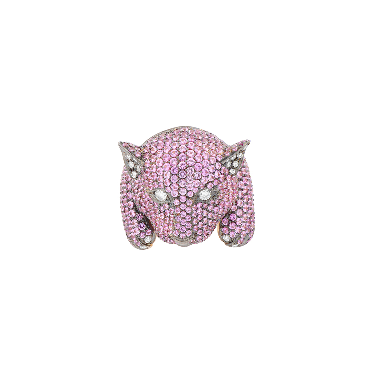 Pink Panther Dark Pink Sapphires Pavè Panther Fashion Ring
