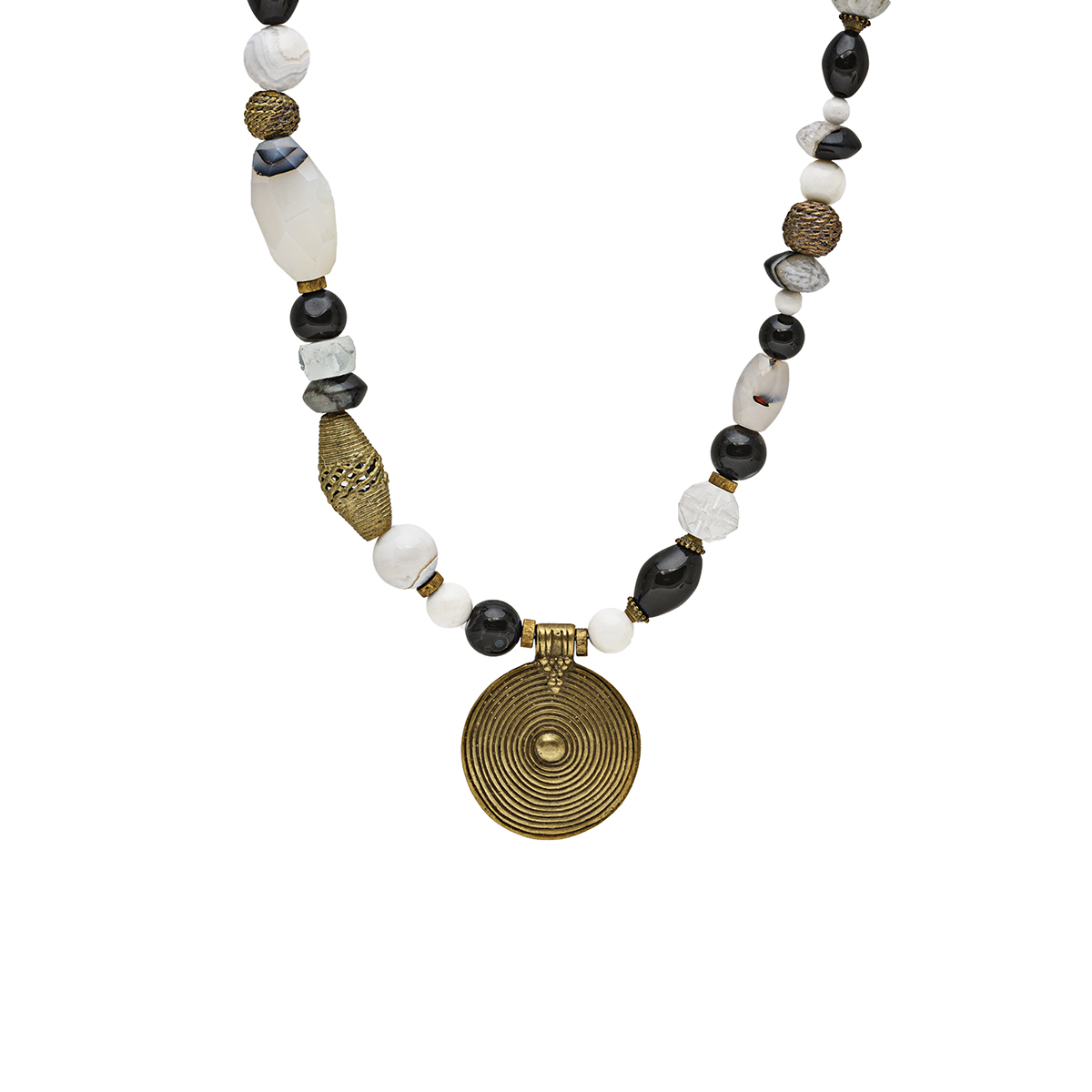 White and black agate necklace