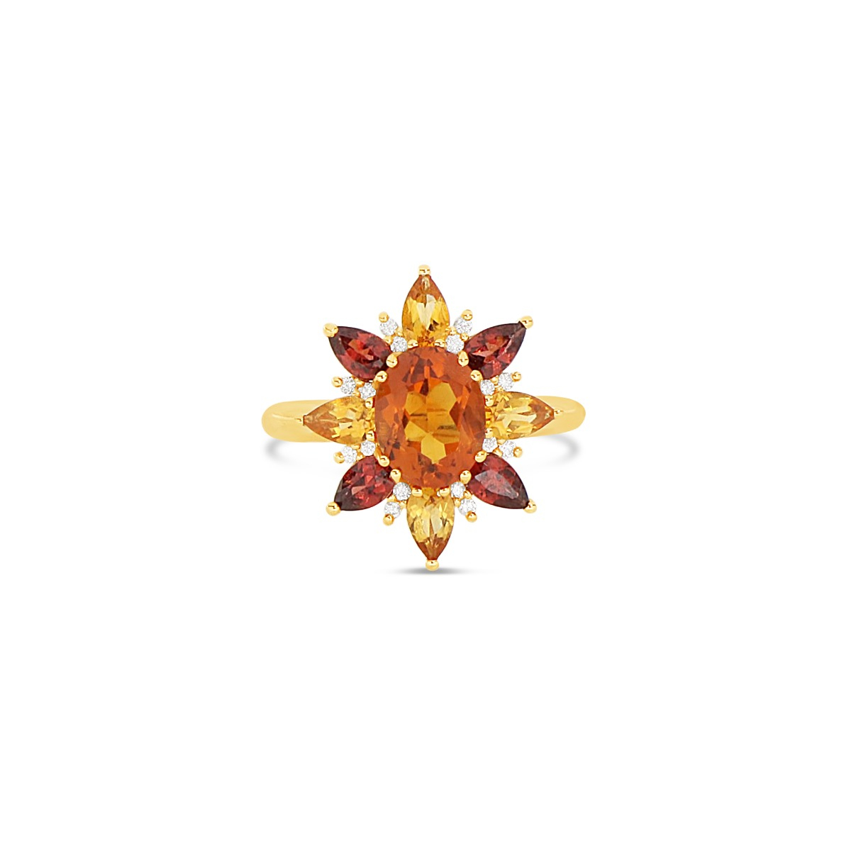 Orange Star Ring with Diamonds
