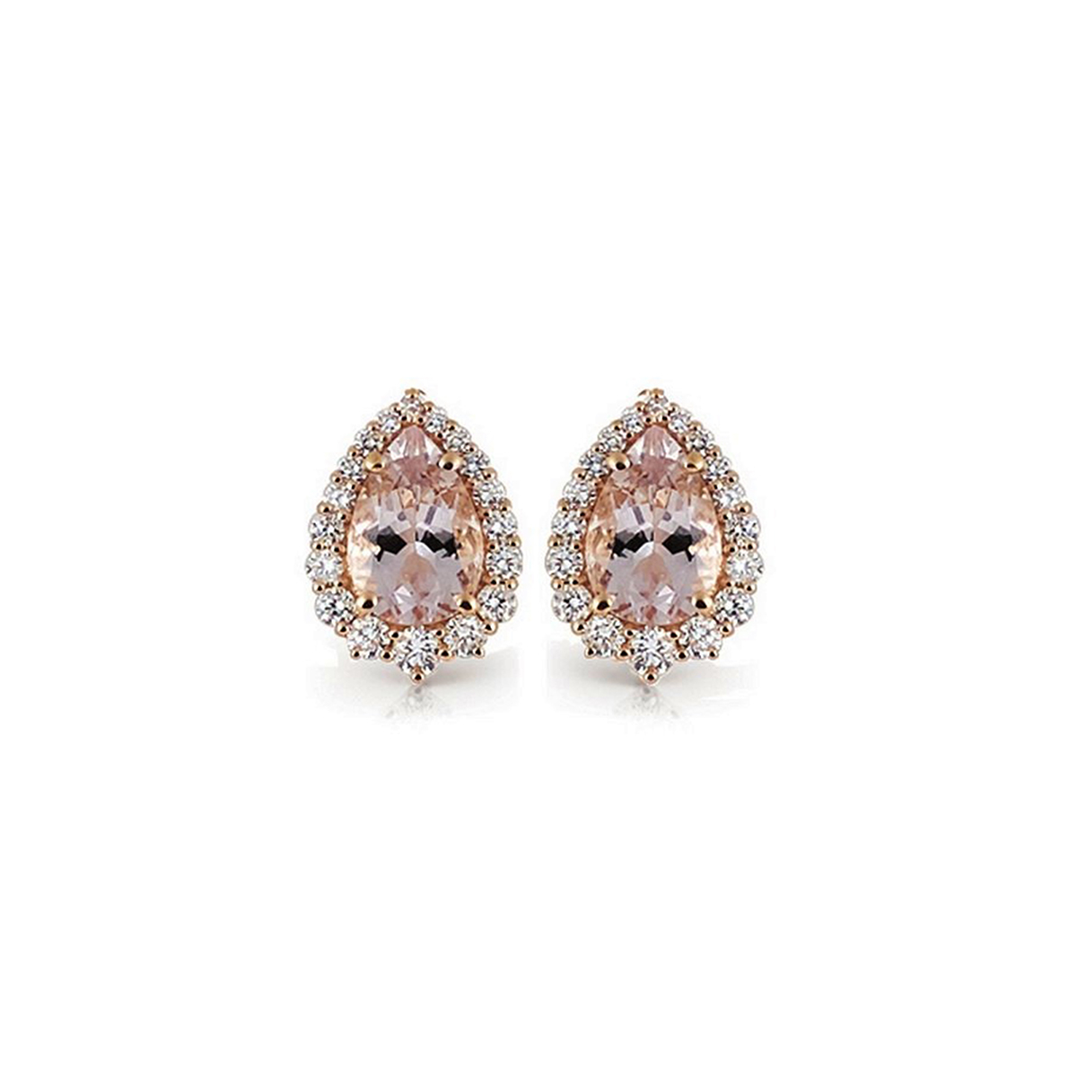 18 kt rose gold earrings with morganite and diamonds
