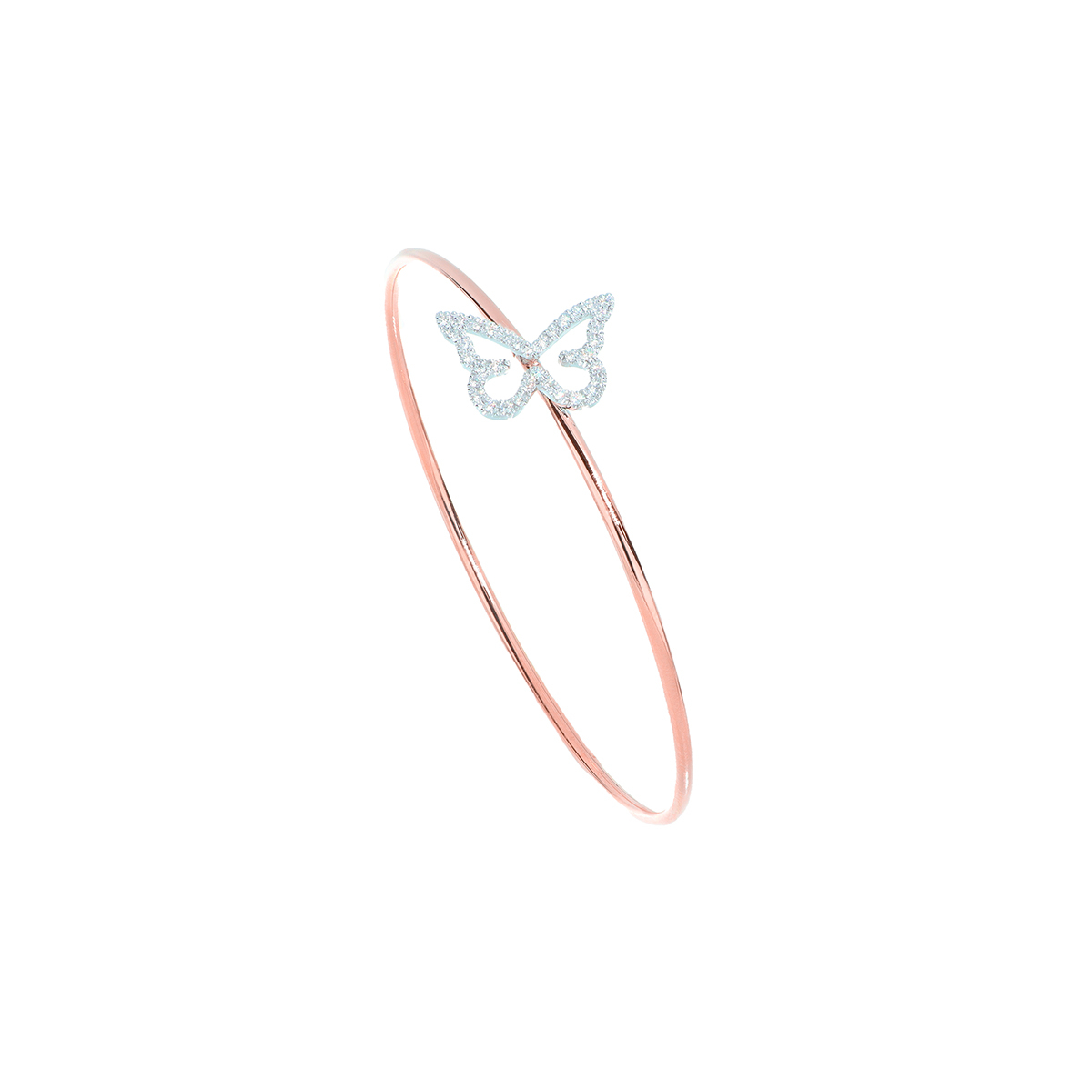 Butterfly Diamond Outline Bangle Bracelet in 18K Rose Gold