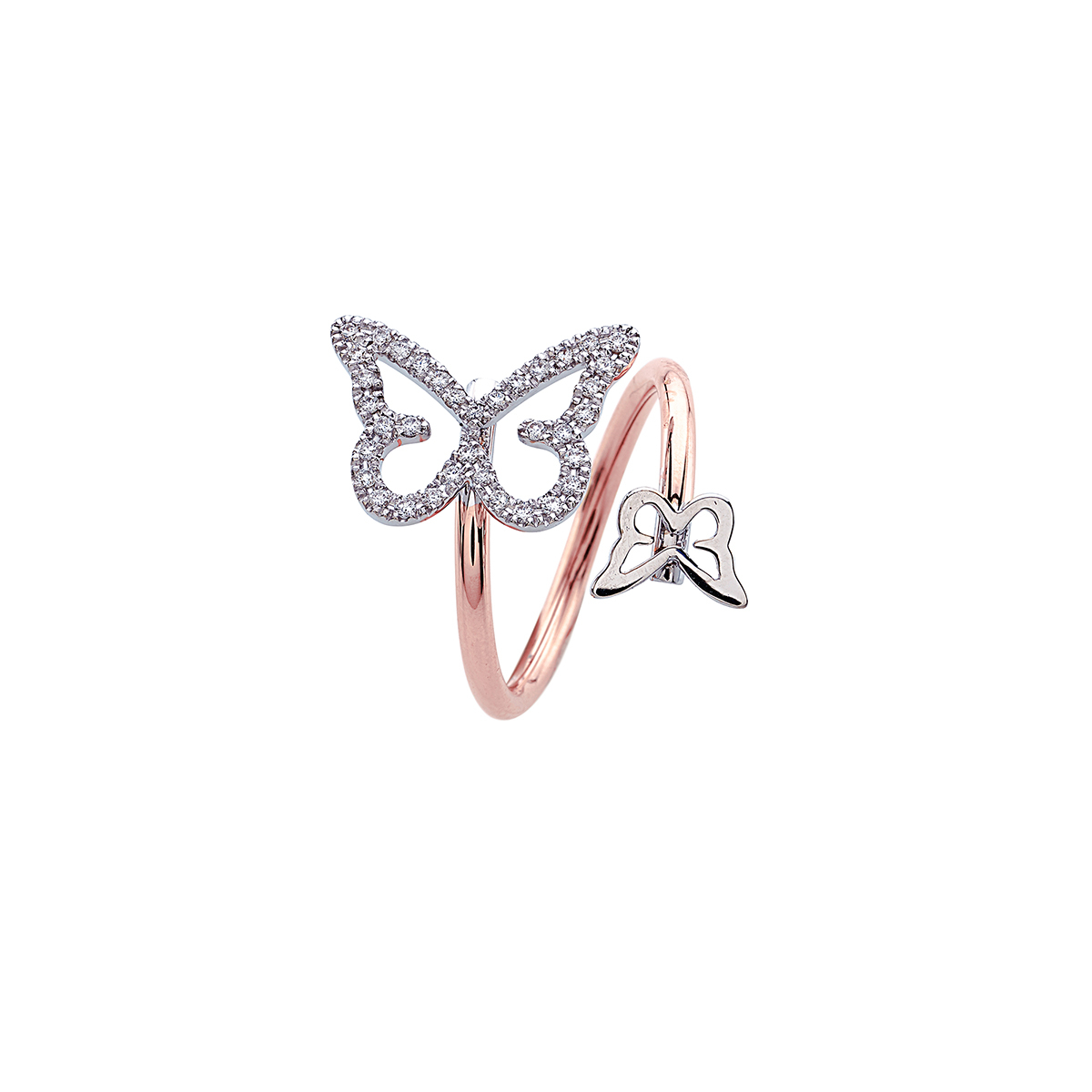 Butterfly Diamond Outline Bypass Ring in 18K Rose Gold