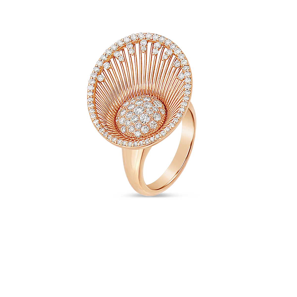 Ellipse Ring in 18kt rose gold and white diamonds