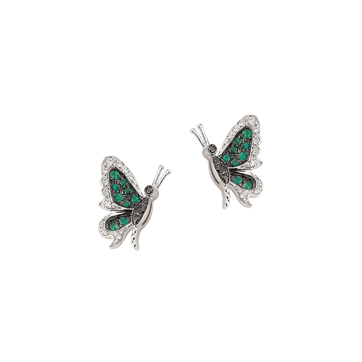 Gemstone Butterfly Earrings in 18 K White Gold