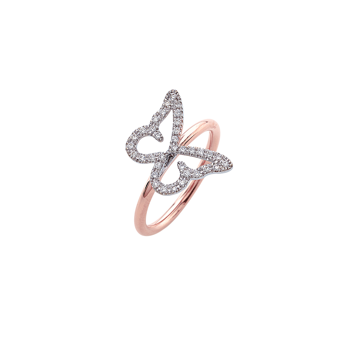Simple Butterfly Diamond Outline Ring in 18K Rose Gold