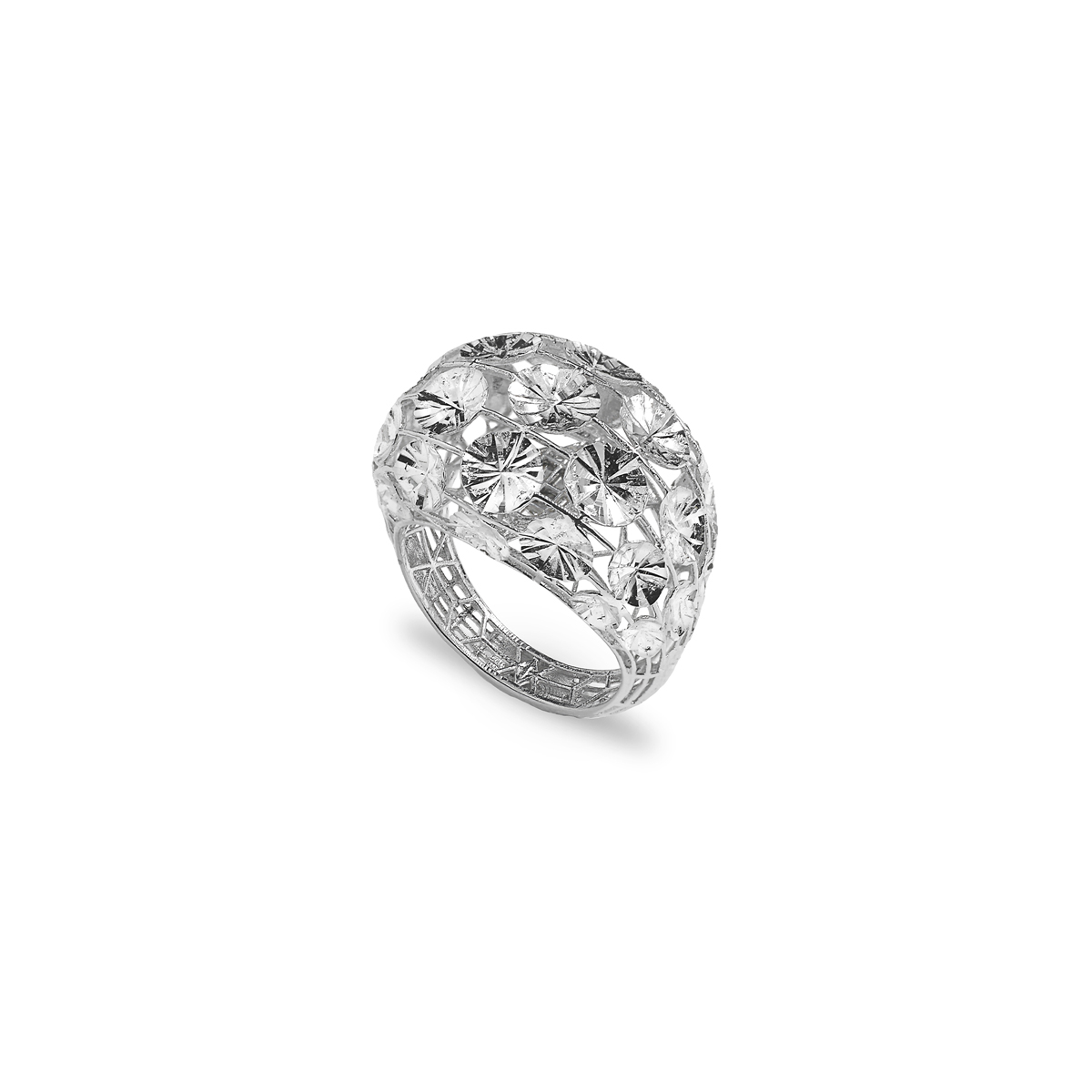 White Silver Diamond Effect Ring