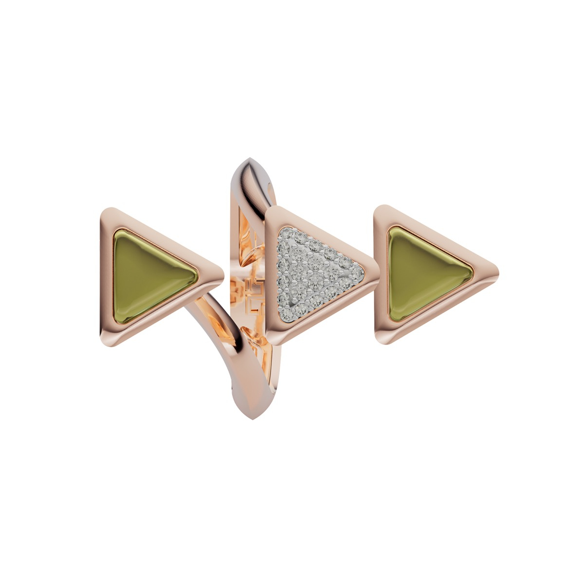 Ring Dove Vai Forward Exquisite Rose Gold  Green Tourmaline and Diamonds