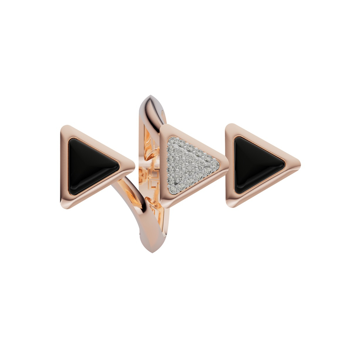 Ring Dove Vai Forward Exquisite Rose Gold Onix and Diamonds