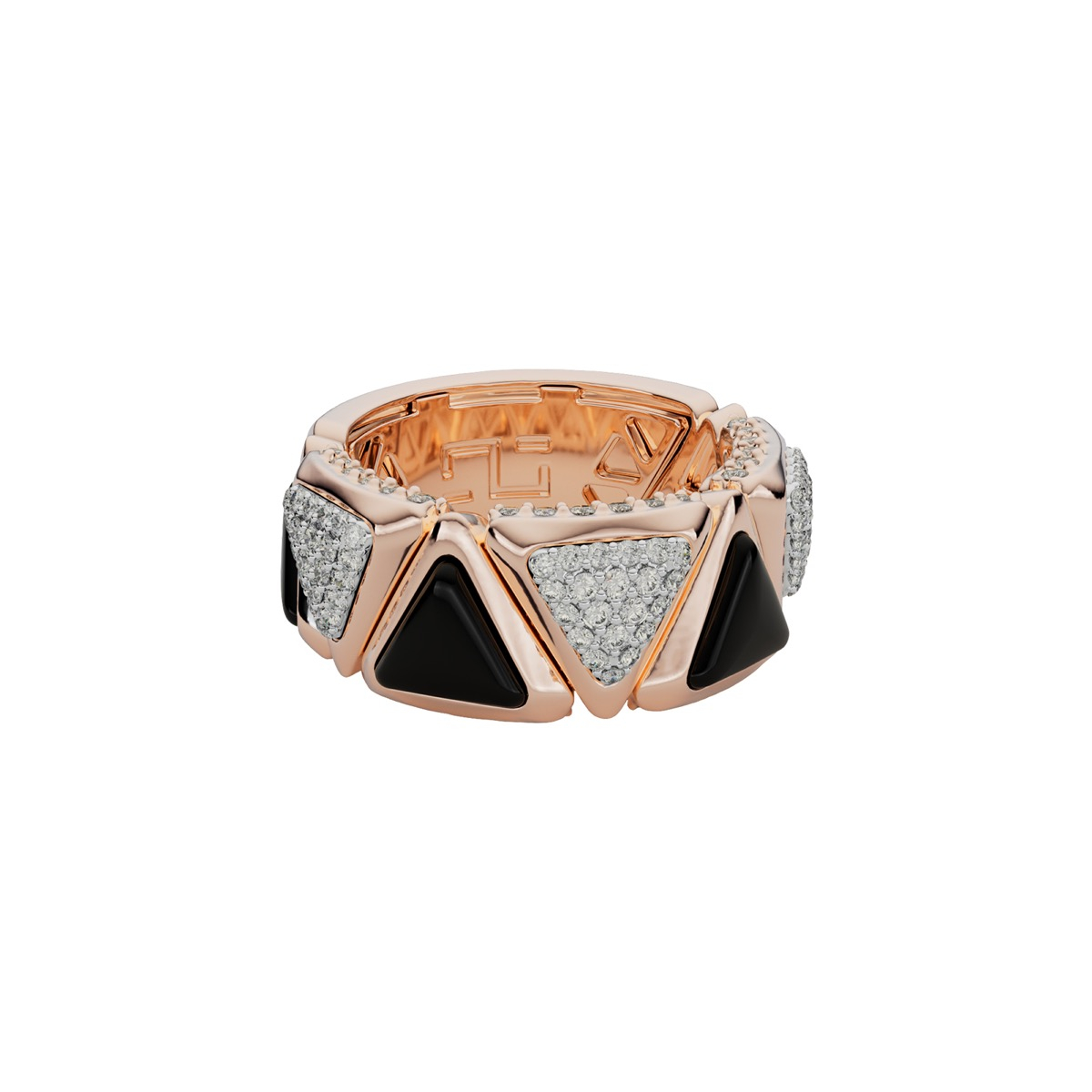Ring Mirror Exquisite Rose Gold Onix and Diamonds