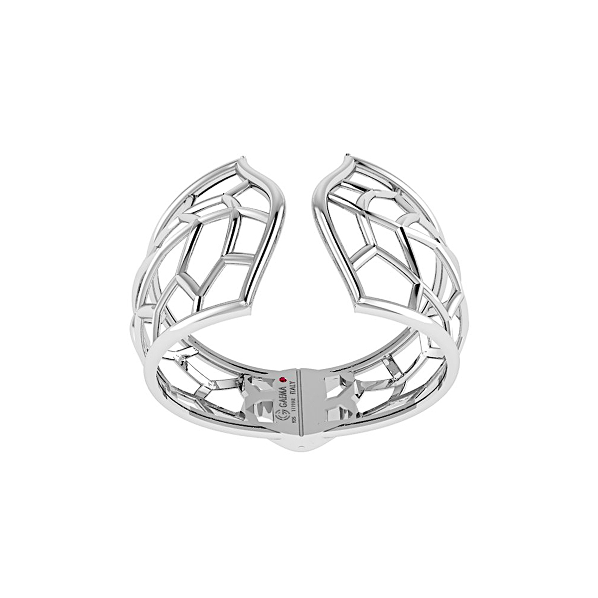 Geometric Open Cuff Silver Bracelet - 